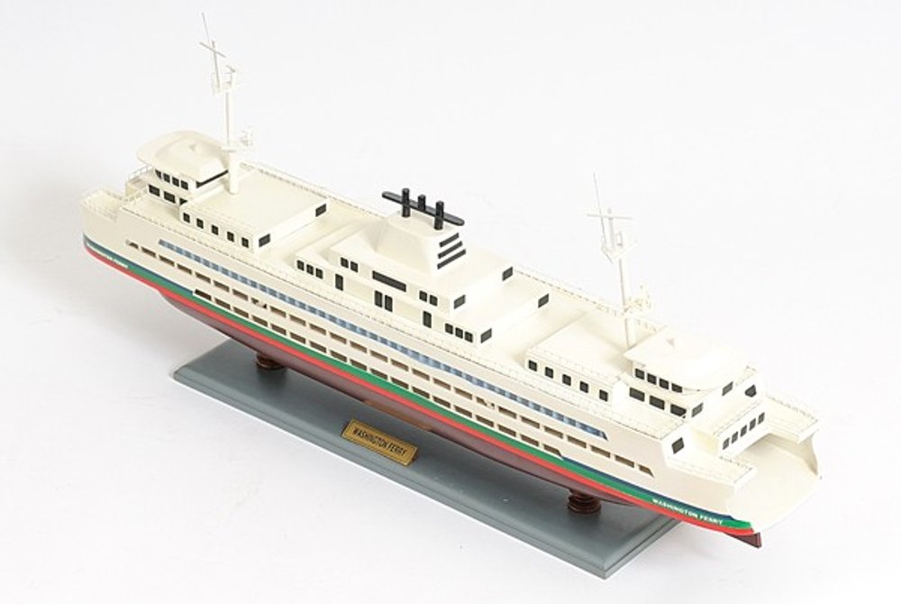 11" Brown and White Washington Ferry Boat Hand Painted Decorative Boat — view 4