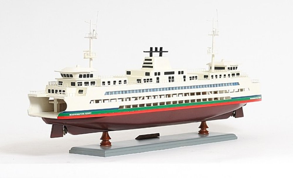 11" Brown and White Washington Ferry Boat Hand Painted Decorative Boat HomeRoots