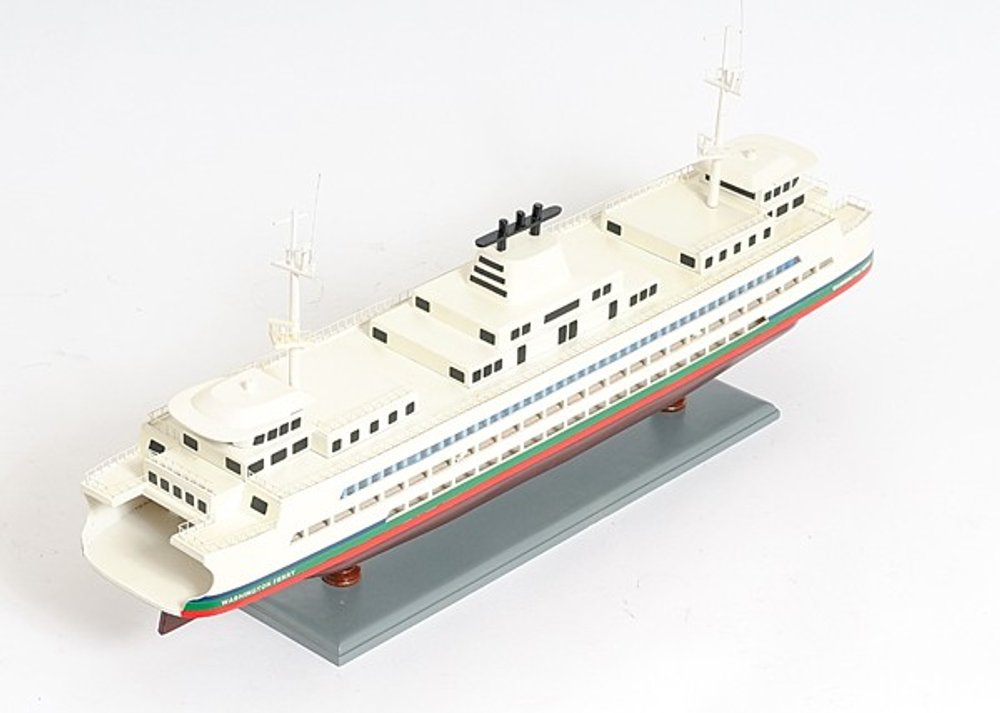 11" Brown and White Washington Ferry Boat Hand Painted Decorative Boat — view 7