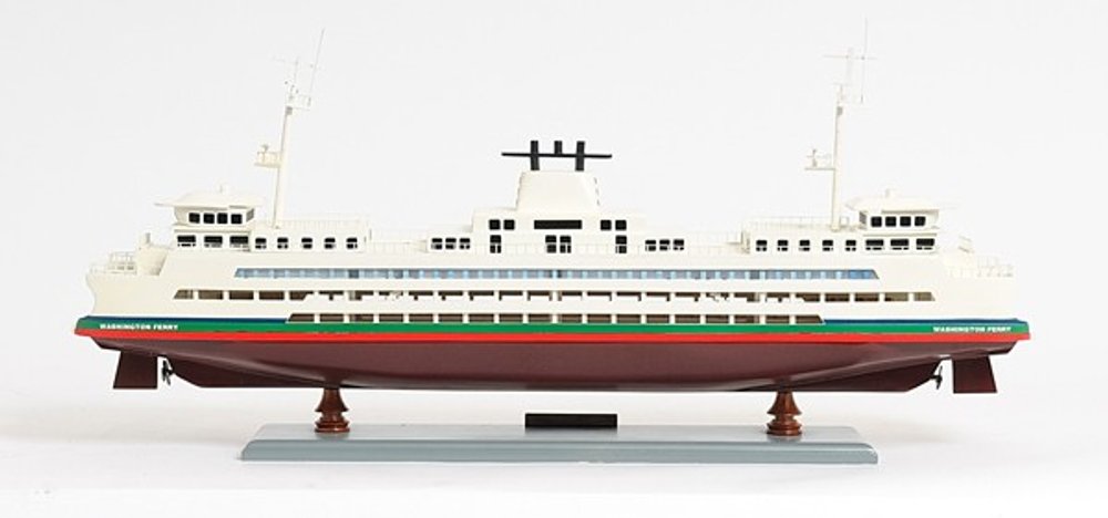 11" Brown and White Washington Ferry Boat Hand Painted Decorative Boat HomeRoots