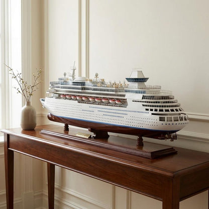 13" Brown and White Majesty of the Seas Boat Hand Painted Decorative Boat HomeRoots