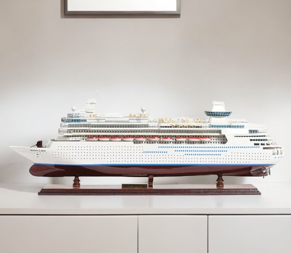 13" Brown and White Majesty of the Seas Boat Hand Painted Decorative Boat HomeRoots