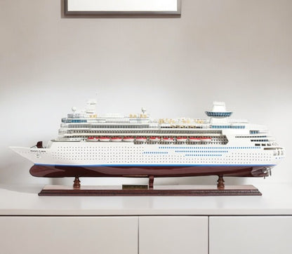 13" Brown and White Majesty of the Seas Boat Hand Painted Decorative Boat HomeRoots