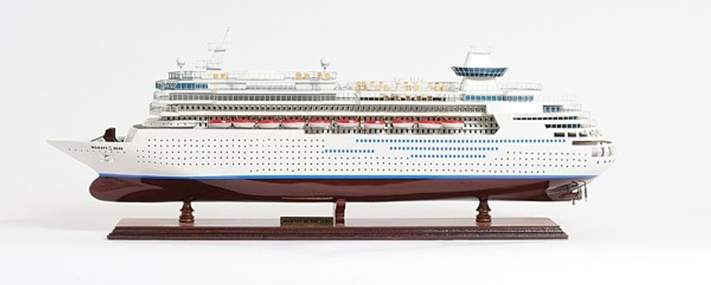 13" Brown and White Majesty of the Seas Boat Hand Painted Decorative Boat HomeRoots