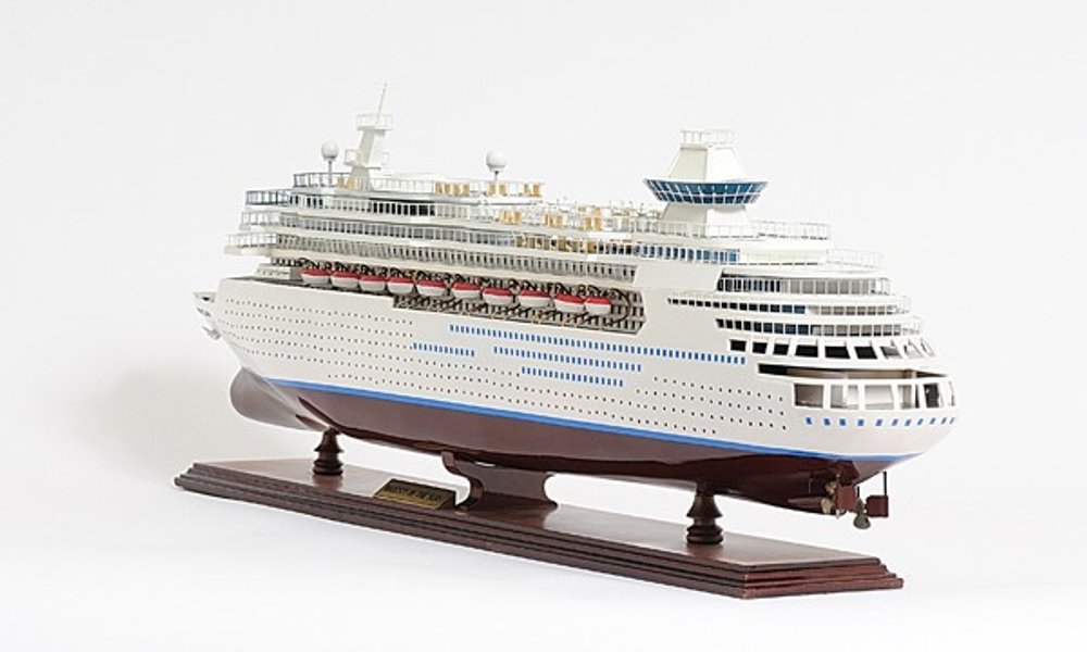 13" Brown and White Majesty of the Seas Boat Hand Painted Decorative Boat — view 4
