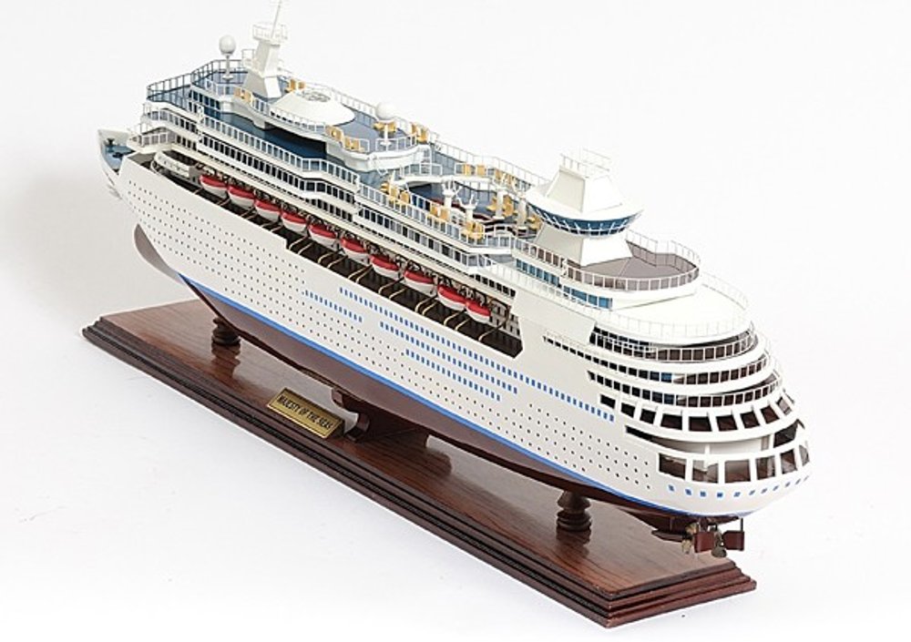 13" Brown and White Majesty of the Seas Boat Hand Painted Decorative Boat HomeRoots