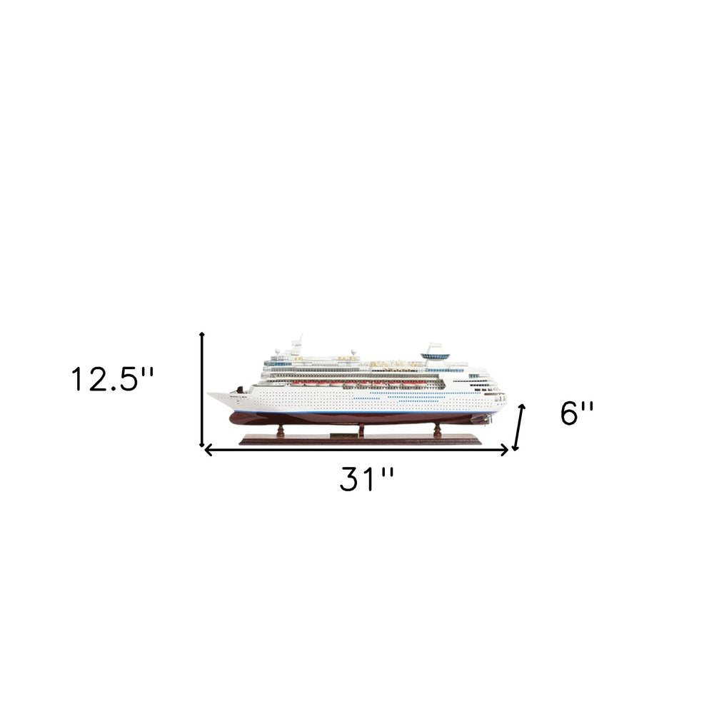 13" Brown and White Majesty of the Seas Boat Hand Painted Decorative Boat — view 8