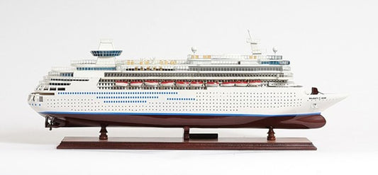 13" Brown and White Majesty of the Seas Boat Hand Painted Decorative Boat