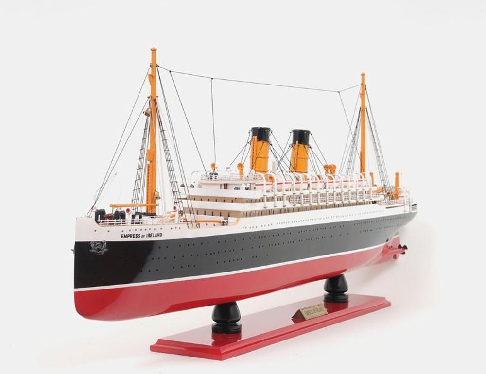 13" Black and Red Solid Wood Hand Painted RMS Empress of Ireland Model Boat — view 11