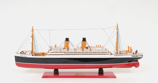 13" Black and Red Solid Wood Hand Painted RMS Empress of Ireland Model Boat HomeRoots