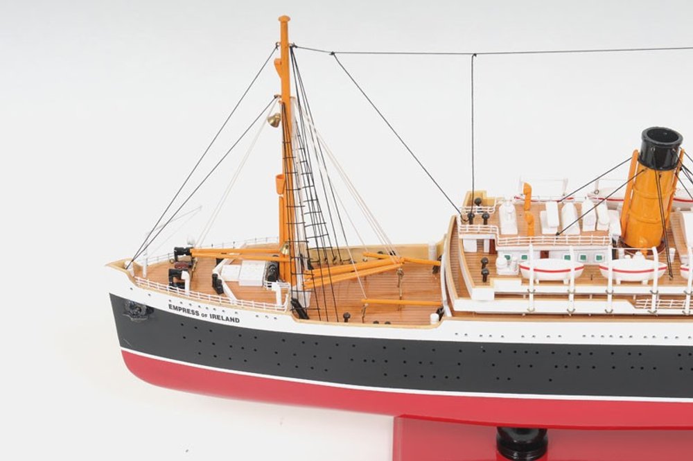 13" Black and Red Solid Wood Hand Painted RMS Empress of Ireland Model Boat HomeRoots