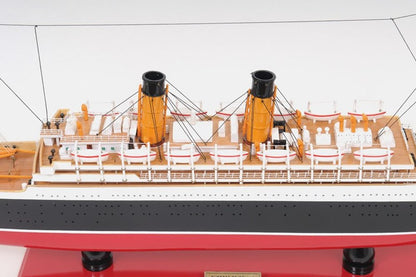 13" Black and Red Solid Wood Hand Painted RMS Empress of Ireland Model Boat HomeRoots
