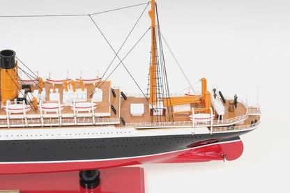 13" Black and Red Solid Wood Hand Painted RMS Empress of Ireland Model Boat HomeRoots