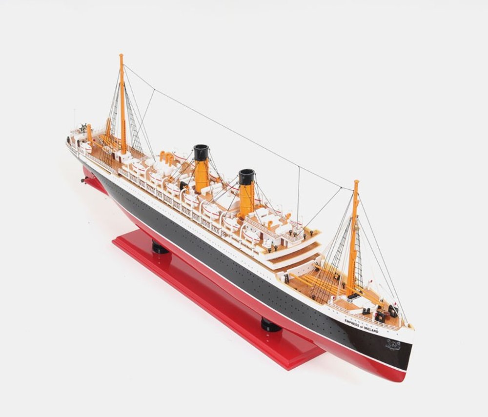 13" Black and Red Solid Wood Hand Painted RMS Empress of Ireland Model Boat HomeRoots