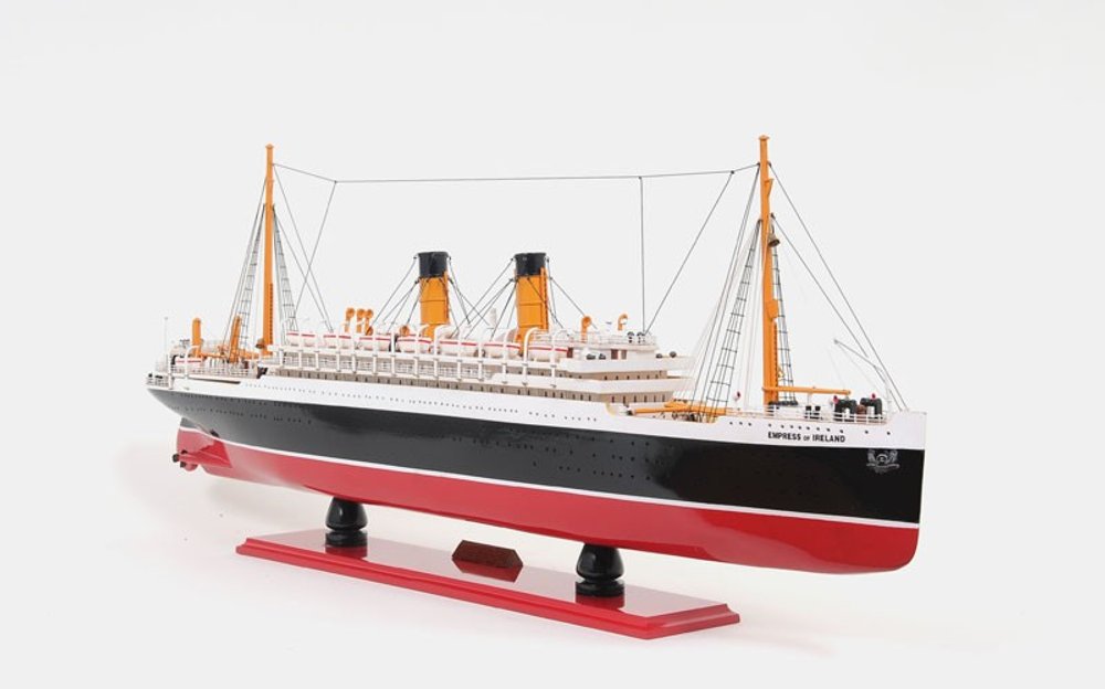 13" Black and Red Solid Wood Hand Painted RMS Empress of Ireland Model Boat — view 5