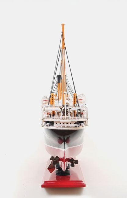 13" Black and Red Solid Wood Hand Painted RMS Empress of Ireland Model Boat HomeRoots