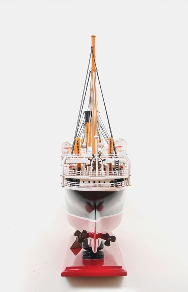 13" Black and Red Solid Wood Hand Painted RMS Empress of Ireland Model Boat — view 6