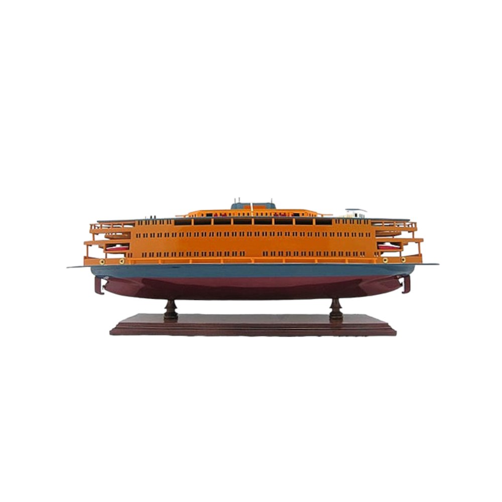 11" Maroon Staten Island Ferry Boat Hand Painted Decorative Boat HomeRoots