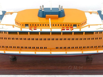 11" Maroon Staten Island Ferry Boat Hand Painted Decorative Boat HomeRoots