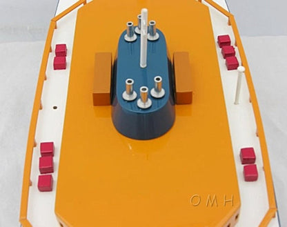 11" Maroon Staten Island Ferry Boat Hand Painted Decorative Boat HomeRoots