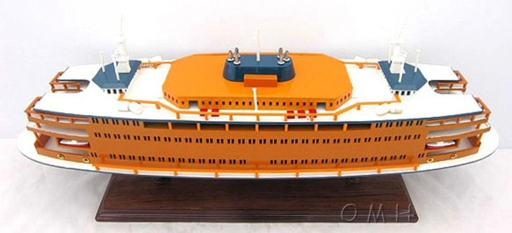 11" Maroon Staten Island Ferry Boat Hand Painted Decorative Boat — view 15