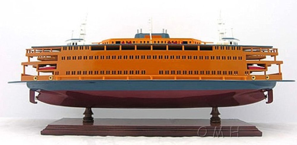 11" Maroon Staten Island Ferry Boat Hand Painted Decorative Boat — view 15