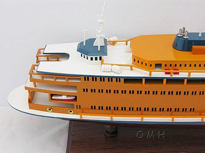 11" Maroon Staten Island Ferry Boat Hand Painted Decorative Boat HomeRoots