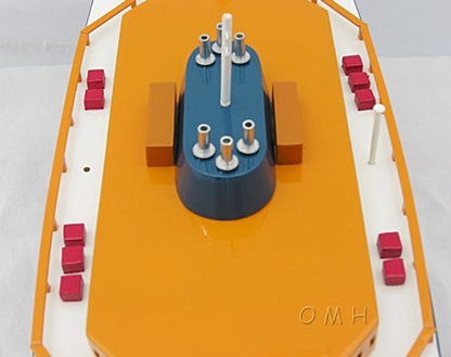 11" Maroon Staten Island Ferry Boat Hand Painted Decorative Boat HomeRoots