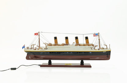 13" Black and White Solid Wood Hand Painted 1912 RMS Titanic Lights Model Boat HomeRoots