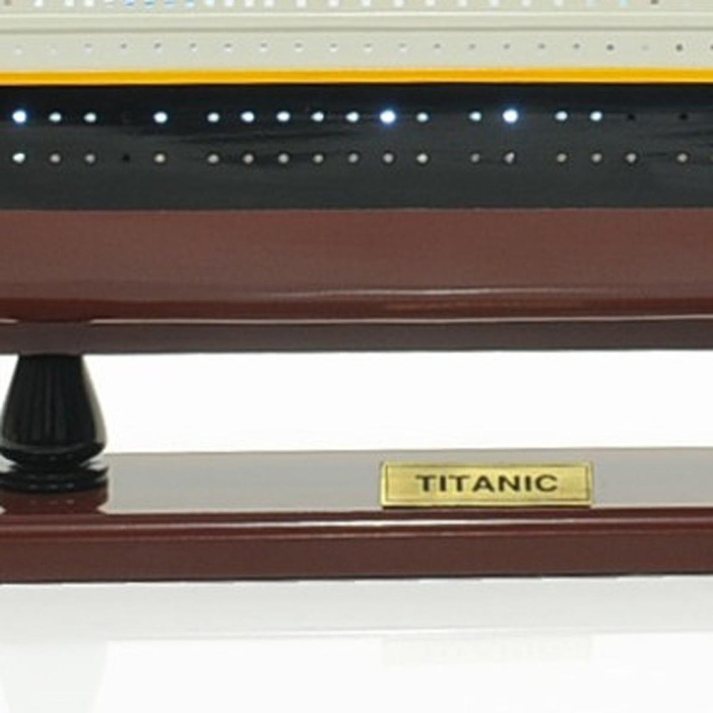 13" Black and White Solid Wood Hand Painted 1912 RMS Titanic Lights Model Boat HomeRoots