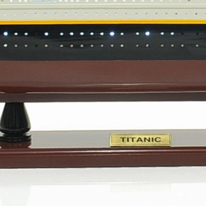 13" Black and White Solid Wood Hand Painted 1912 RMS Titanic Lights Model Boat HomeRoots