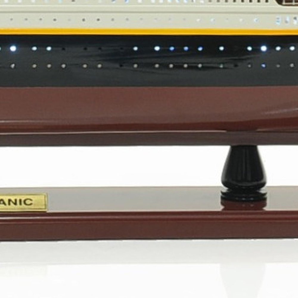 13" Black and White Solid Wood Hand Painted 1912 RMS Titanic Lights Model Boat — view 11