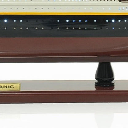 13" Black and White Solid Wood Hand Painted 1912 RMS Titanic Lights Model Boat HomeRoots