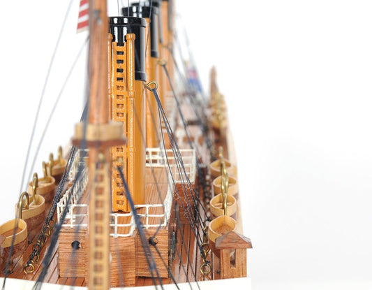 13" Black and White Solid Wood Hand Painted 1912 RMS Titanic Lights Model Boat HomeRoots