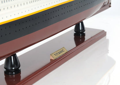 13" Black and White Solid Wood Hand Painted 1912 RMS Titanic Lights Model Boat HomeRoots