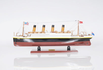 13" Black and White Solid Wood Hand Painted 1912 RMS Titanic Lights Model Boat HomeRoots
