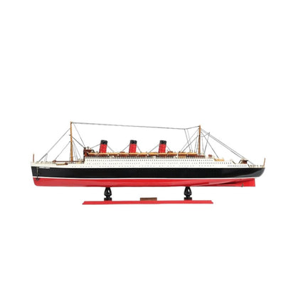 9" Black and Red Solid Wood Hand Painted SS United States 1952 Model Boat HomeRoots
