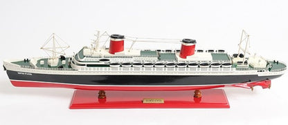 9" Black and Red Solid Wood Hand Painted SS United States 1952 Model Boat HomeRoots
