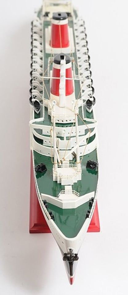 9" Black and Red Solid Wood Hand Painted SS United States 1952 Model Boat HomeRoots