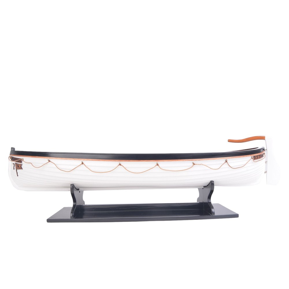 6" Brown and White Solid Wood Hand Painted RMS Titanic Lifeboat No.7 Model Boat HomeRoots