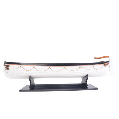 6" Brown and White Solid Wood Hand Painted RMS Titanic Lifeboat No.7 Model Boat HomeRoots