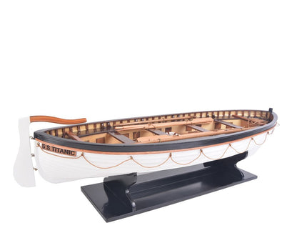 6" Brown and White Solid Wood Hand Painted RMS Titanic Lifeboat No.7 Model Boat HomeRoots