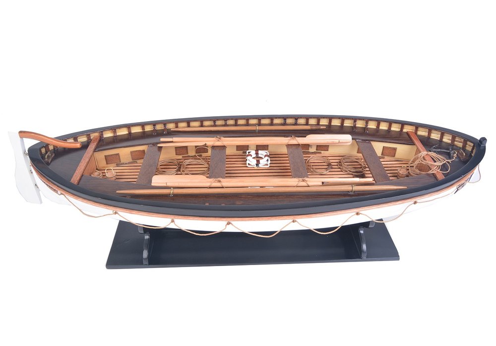 6" Brown and White Solid Wood Hand Painted RMS Titanic Lifeboat No.7 Model Boat HomeRoots