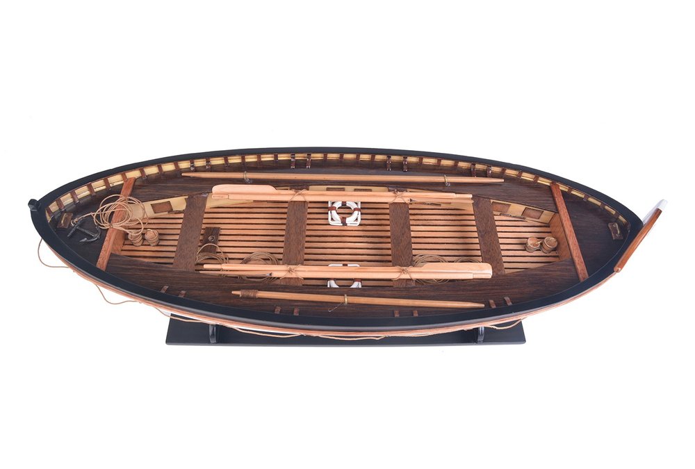 6" Brown and White Solid Wood Hand Painted RMS Titanic Lifeboat No.7 Model Boat HomeRoots