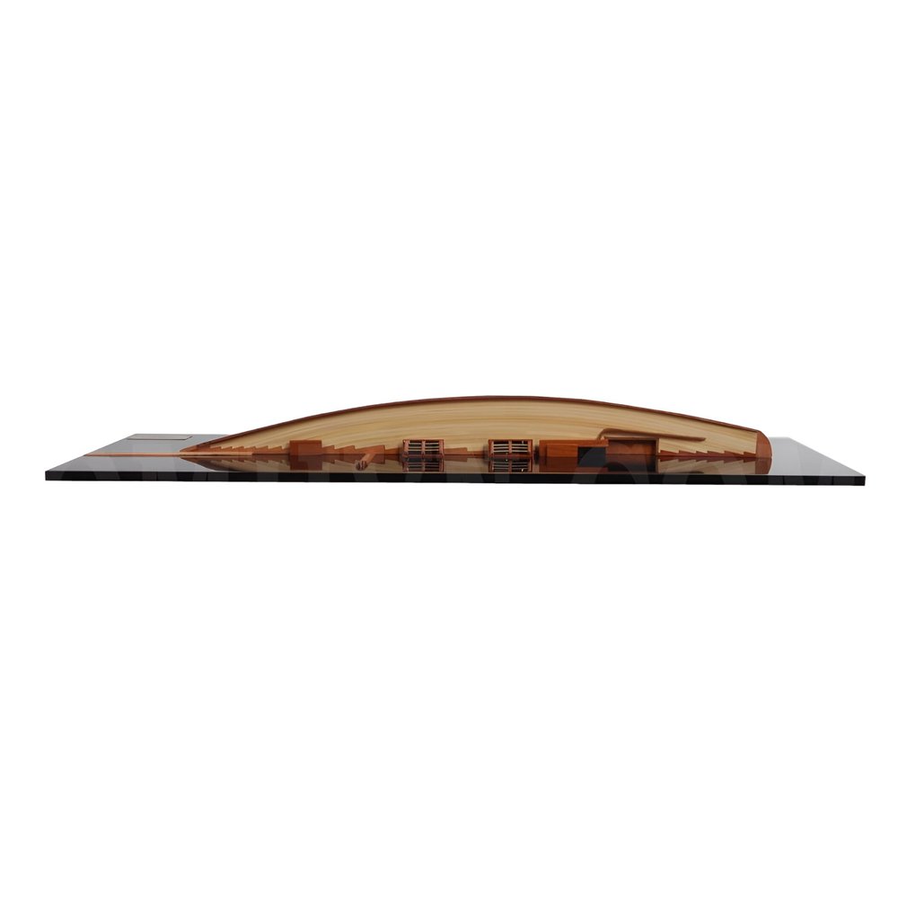 12" Black and Green Solid Wood Hand Painted c1898 Pen Duick Half-Hull Model Boat — view 6