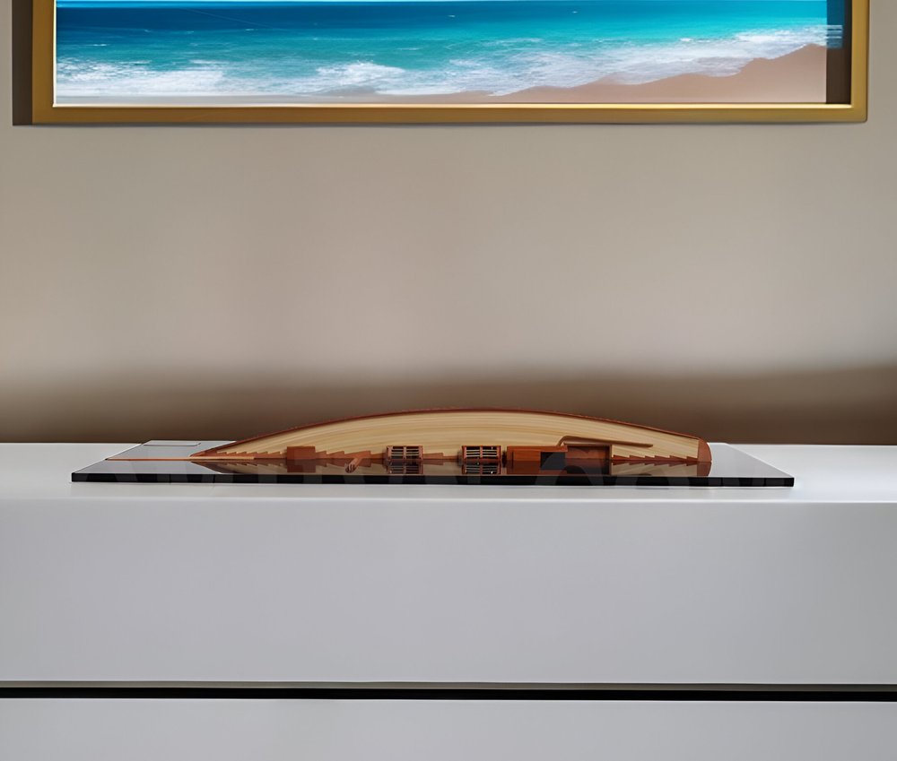 12" Black and Green Solid Wood Hand Painted c1898 Pen Duick Half-Hull Model Boat HomeRoots