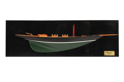 12" Black and Green Solid Wood Hand Painted c1898 Pen Duick Half-Hull Model Boat HomeRoots