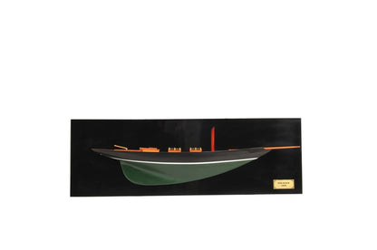 12" Black and Green Solid Wood Hand Painted c1898 Pen Duick Half-Hull Model Boat HomeRoots