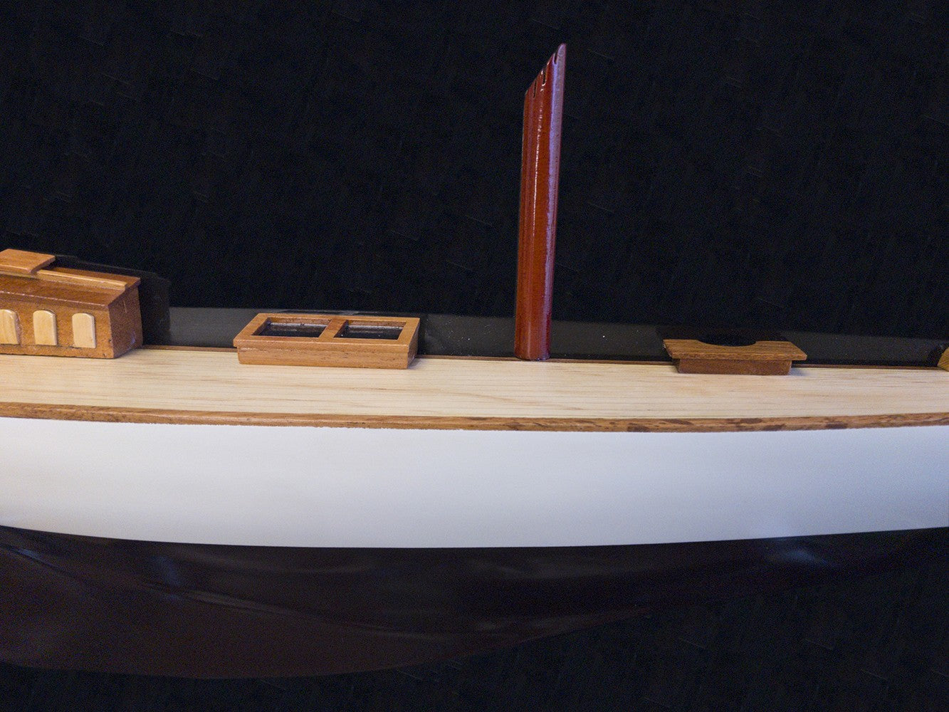 12" Black and White Solid Wood Hand Painted Shamrock V Yacht Half-Hull Model Boat