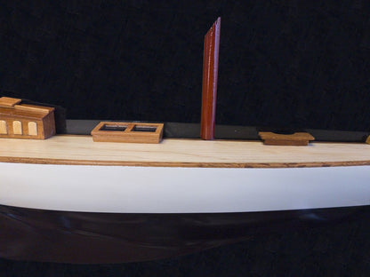 12" Black and White Solid Wood Hand Painted Shamrock V Yacht Half-Hull Model Boat HomeRoots